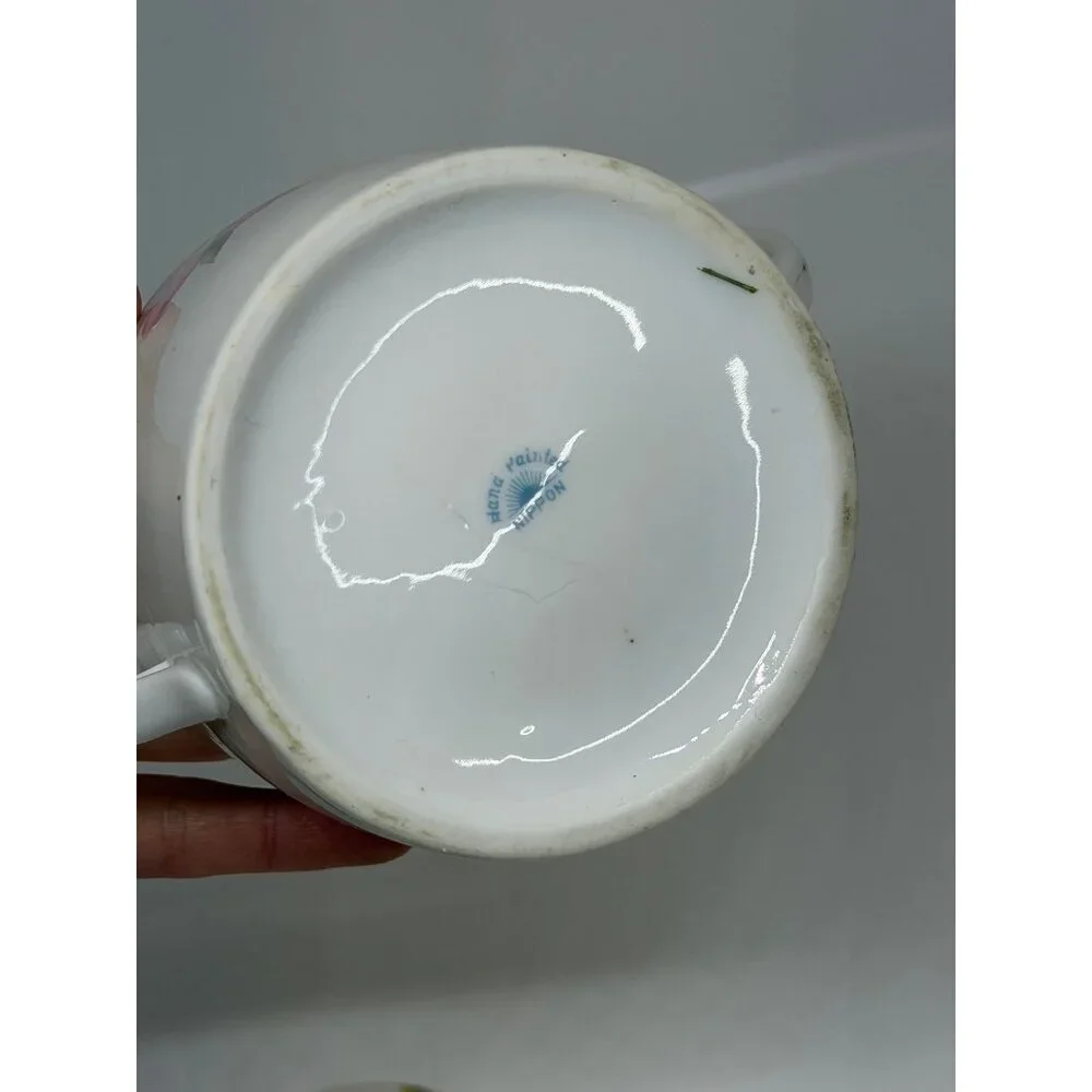 VTG Noritake‎ Azalea Nippon Sugar Hand-Painted Pink Floral Sugar Bowl w Lid 4.5